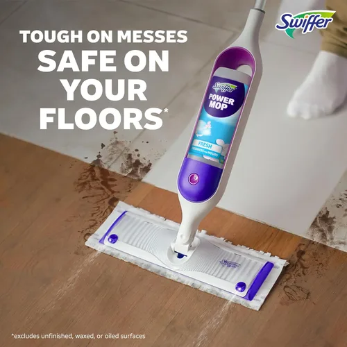 Miniatura 7 de Swiffer PowerMop - Recambios de almohadilla de trapeador multisuperficie para limpieza de pisos, 11 unidades, color blanco/morado