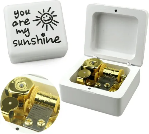 Miniatura 11 de Sinzyo You are My Sunshine - Caja de música de madera maciza tallada con láser, cajas musicales para cumpleaños, día de San Valentín, Navidad