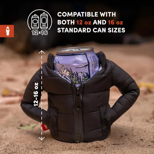 Miniatura 3 de Puffin - The Puffy Jacket - Enfriador de latas aislado de 12 oz I Botella de cerveza y soda aislante, mantiene las bebidas y bebidas frías - Negro