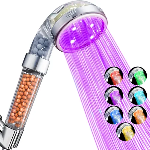 NOSAME - Cabezal led para ducha, con filtro de agua de alta presión y ahorro de agua, 7 colores que cambian automáticamente sin necesidad de