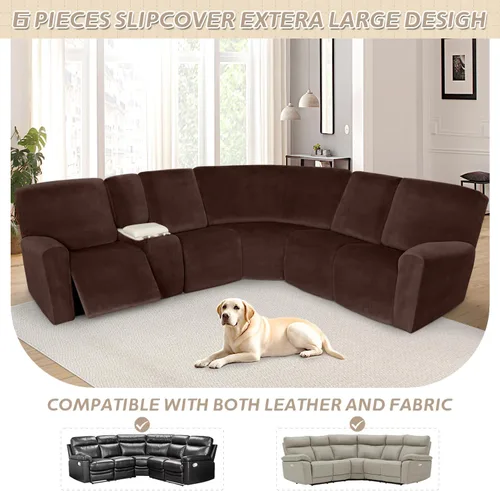 Miniatura 669 de Arfntevss Fundas de sofá seccional reclinable de terciopelo, Funda de sofá seccional de esquina para sofá reclinable, Funda elástica suave