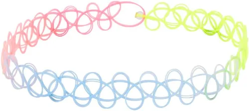 Miniatura 43 de BodyJ4You Juego de 12 gargantillas elásticas estilo tatuaje, accesorios y joyería de los años 90 y 2000, rosado, azul, verde, colorido, arcoíris