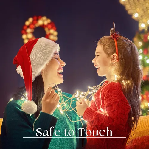 Miniatura 5 de Selarlyt 100 luces LED de Navidad para interiores y exteriores, luces blancas cálidas para árbol de Navidad, cable transparente, 39 pies, tira