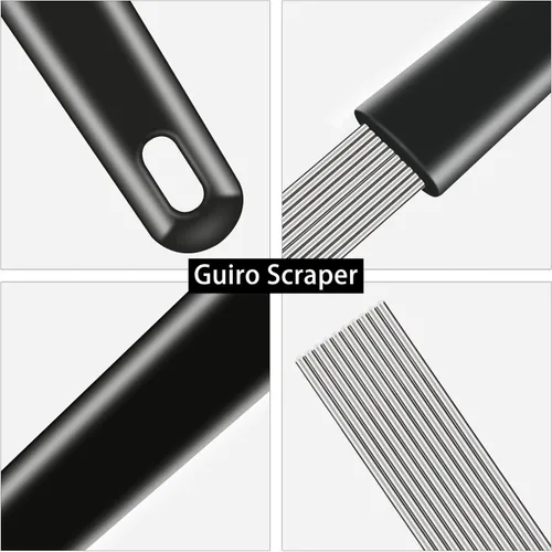 Miniatura 5 de EASTROCK Güiro Raspador de Percusión Latina Estilo Peine Raspador de 12 Pulgadas Profesional de Repuesto para Varios Instrumentos de Percusión negro