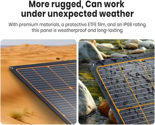 Miniatura 3 de FlexSolar 120W Paneles solares ETFE portátiles para generadores de estación de energía, celda solar plegable de 20.9V, cargadores monocristalinos