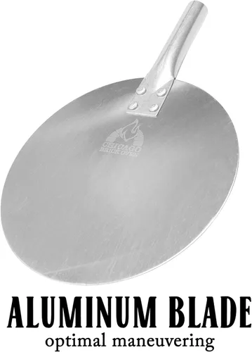 Miniatura 5 de Chicago Brick Oven Pizza Turning Peel PRO - 9 pulgadas de diámetro, mango de madera desmontable de 31.5 pulgadas con correa de cuero, aluminio duro