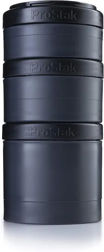 Miniatura 16 de BlenderBottle ProStak frascos de almacenamiento Twist n' Lock de expansión 2 paquetes con bandeja para pastillas, todo negro
