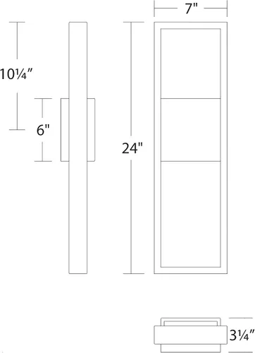Miniatura 2 de WAC Lighting dweLED, Archetype 24in LED centrada en luz de pared interior y exterior 3000K en negro