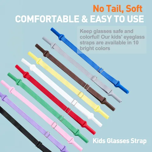 Miniatura 4 de lvvfit Correas de lentes para niños (6.5 a 10 pulgadas), correa ajustable para lentes de sol deportivas, correas de soporte para anteojos para niños