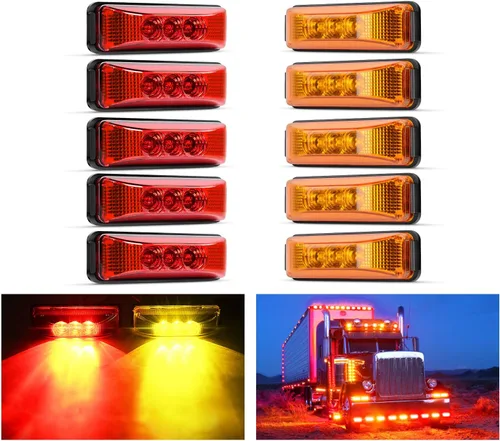 Nilight 10 piezas de 3 ledes, luz de remolque de 3.9 pulgadas, luces de marca lateral delantera, trasera e indicadora de luces de gálibo,