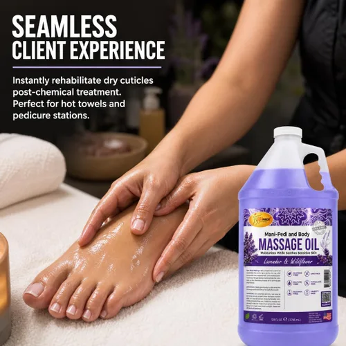 Miniatura 4 de SPA REDI - Aceite de masaje, flor silvestre de lavanda, pedicura profesional de 128 onzas, manicura, terapia de masaje de cuerpo completo con aceite