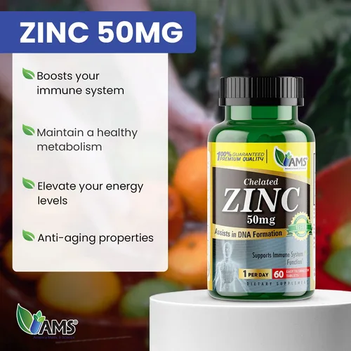 Miniatura 2 de America Medic & Science Suplementos de zinc quelatado de 50 mg (1 paquete de 60 tabletas) refuerzo inmunológico y potentes píldoras antioxidantes