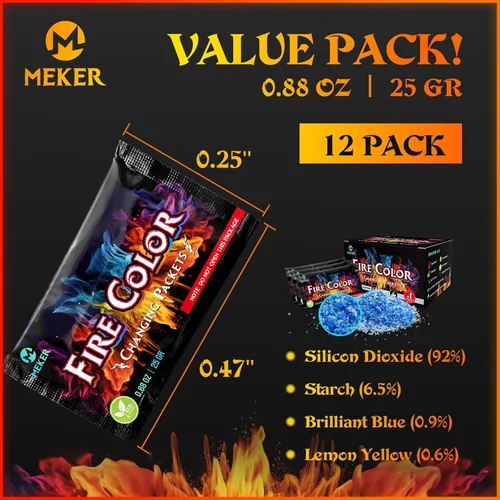 Miniatura 2 de MEKER Paquetes de Cambio de Color de Fuego – Fogata, Fogatas, Chimeneas al Aire Libre, Hoguera – Color de Fuego – Accesorios Perfectos de Campamento