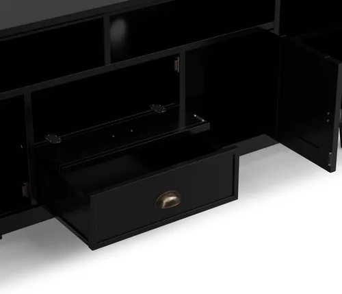 Miniatura 9 de SIMPLIHOME Redmond - Soporte para TV, consola multimedia de madera maciza de 72 pulgadas de ancho en negro, centro de entretenimiento de transición