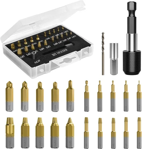 Miniatura 12 de Nuovoware Juego de Extractor de Tornillos Dañados, 6 Piezas Easy Out Herramientas de Broca para Tornillos Pelados, Tuercas y Pernos, Kit Extractor