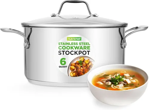 Miniatura 12 de NutriChef Olla de acero inoxidable de 2 cuartos de galón con tapa, cacerola resistente con asas ergonómicas, para todas las estufas