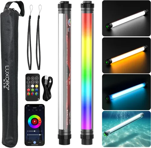 Miniatura 11 de P120 RGB luz de fotografía portátil, control de aplicación 1350 lúmenes LED video luz varita 360 ° a todo color 12 modos de iluminación CRI≥95 IP68