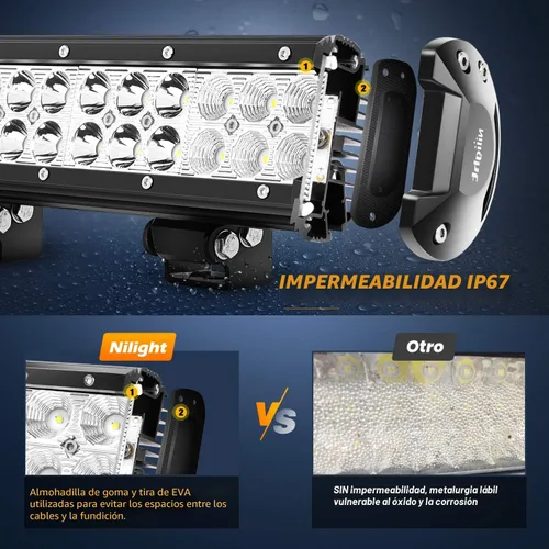 Miniatura 4 de Nilight Barra de luz LED de 12 pulgadas, 72 W, 5040 lm, combo de haz puntual y amplio, luz de trabajo para todoterreno, niebla, barco, para Blanco