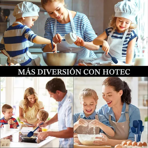 Miniatura 7 de HOTEC Juego de espátulas de silicona resistentes al calor de 300°C libres de BPA, espátulas de cocina de silicona, para hornear, mezclar, para Azul