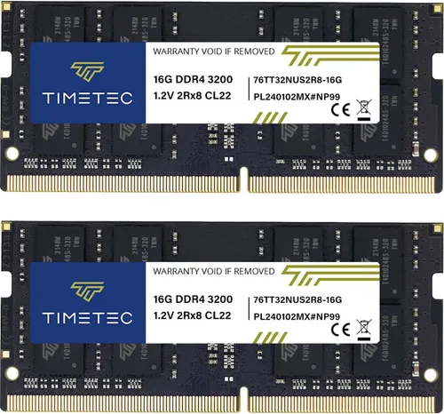 Timetec Kit de 32 GB (2x16GB) DDR4 3200MHz (o 2933MHz o 2666MHz) PC4-25600 sin ECC sin búfer 1.2V CL22 2Rx8 Doble soporte 260 pines SODIMM Módulo de