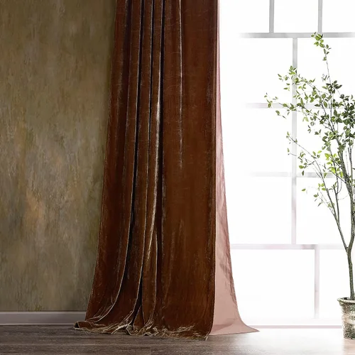 Miniatura 10 de Cortinas de terciopelo de seda sintética HiEnd Accents Stella, cortinas con bolsillo para barra, 48x108 pulgadas, negras, estilo romántico