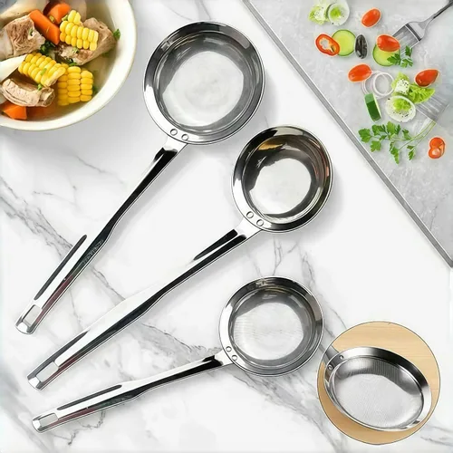 Miniatura 2 de Colador de acero inoxidable de malla fina, colador de malla de acero inoxidable, cuchara purificadora de aceite de cocina, filtro ultra fino