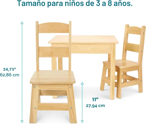 Miniatura 4 de Mesa y sillas de madera Melissa & Doug, talla única , Natural Rubio