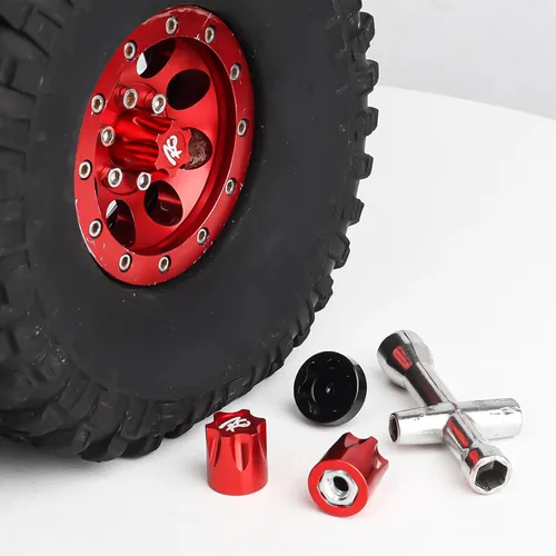 Miniatura 5 de Hobbypark Adaptador de tapa central de llanta de automóvil RC de aluminio para 1/10 RC Crawler Traxxas TRX4 Axial SCX10 90046 D90 Redcat Gen7 (rojo)