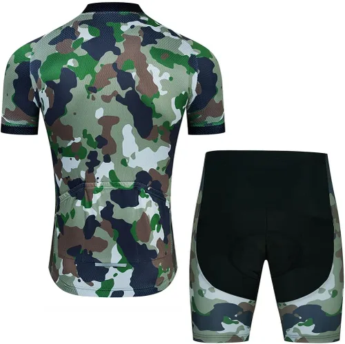 Miniatura 2 de Conjunto de camiseta de ciclismo para hombre, camiseta de manga corta y pantalones cortos con cojín 3D, traje acolchado para ciclismo