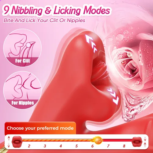 Miniatura 4 de Juguetes para adultos, vibrador sexual – Vibrador de lengua rosa juguete sexual con 9 aletas y 9 lamidas y 9 vibraciones para punto G y clítoris