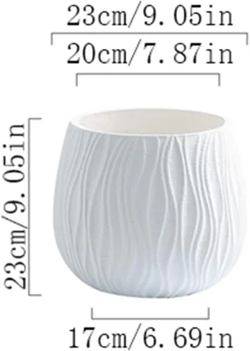 Miniatura 3 de Flower Pots Floor Plant Pots Cement Large Round Planters Simple Water Pattern Pattern Solid Color Green Plants Floriculture Flower Pots Plant Beige