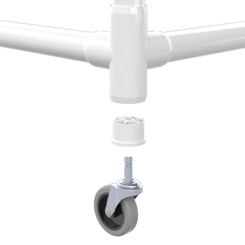 Miniatura 9 de FORMUFIT Adaptador de montaje de PVC con ruedas de 1-1/4 pulgadas, grado de muebles, blanco, fabricado en Estados Unidos, resistente a los rayos UV