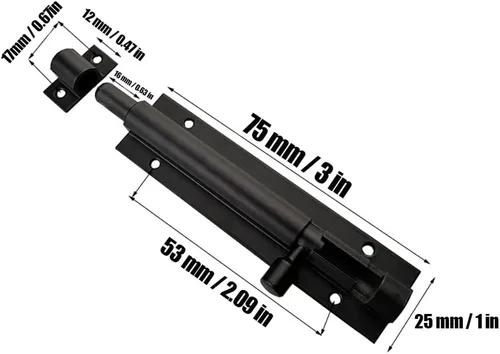 Miniatura 2 de Paquete de 2 cerraduras de perno de barril de 3 pulgadas, cerradura de pestillo deslizante resistente, cerradura de pestillo deslizante