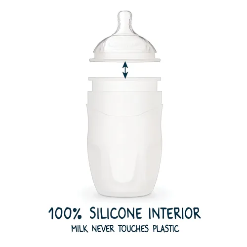 Miniatura 6 de Tiny Twinkle Biberón de silicona con agarre cómodo y pezón flexible suave, biberones suaves para recién nacidos y mayores (menta, 8 onzas)