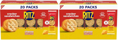 Miniatura 21 de RITZ Galletas tipo sándwich de queso, aperitivos para el almuerzo, 20 paquetes de bocadillos (6 galletas por paquete)