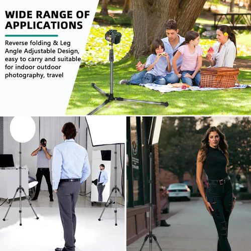 Miniatura 2 de Soporte de luz extensible para fotografía, ajustable de 6.6 pies/6.6 ft de aluminio para viajes, trípode de iluminación de estudio portátil FZS202
