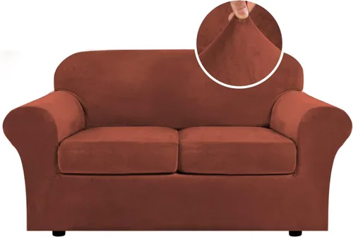 Miniatura 137 de H.VERSAILTEX - Funda elástica para sofá de 3 piezas, de suave terciopelo afelpado, para sofá biplaza con 2 cojines de hasta 72 pulgadas de ancho, se