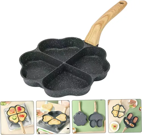 Miniatura 8 de Angoily Sartén reutilizable con forma de corazón para panqueques resistente al desgaste, sartén antiadherente para uso diario para desayuno