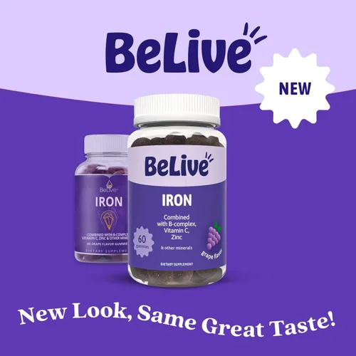 Miniatura 5 de BeLive Gomitas de hierro, suplemento multivitamínico de hierro con vitamina C, A, B y zinc, apoya el oxígeno en sangre, suplementos veganos
