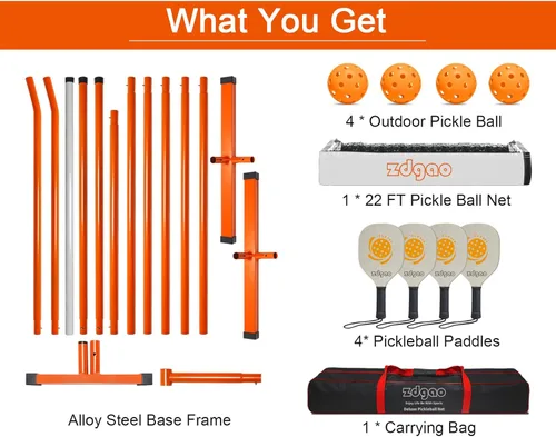 Miniatura 6 de Portable Pickleball Net Set, 22FT Regularion Size Pickle Ball Net with Paddles Set, Outdoor Pickleballs and Carry Bag, Easy Setup for Indoor