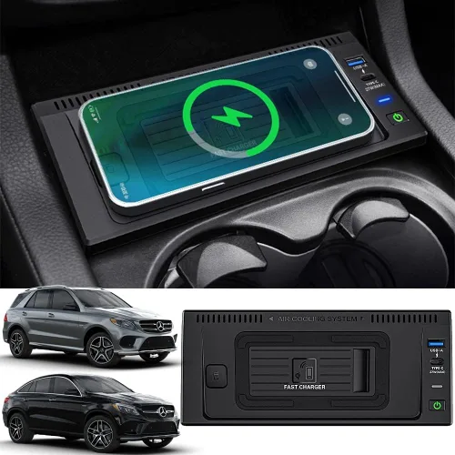 Cargador de coche inalámbrico para Mercedes-Benz GLE/GLE Coupé/GLS/GL/ML W166 X166 C292 GLE350 GLS400 ML450 GL550 AMG 2012-2019 accesorio, cargador