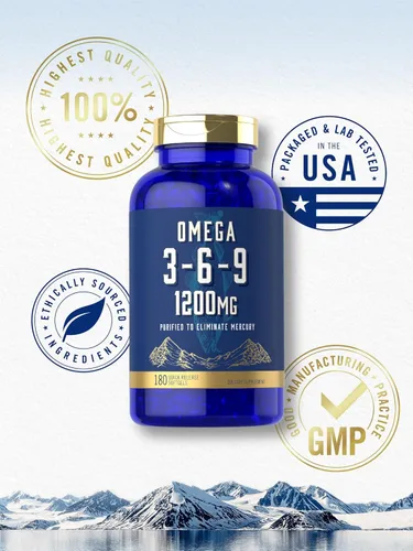 Miniatura 5 de Carlyle Suplemento Omega 3 6 9 1,200 mg 180 cápsulas de gel suave Complejo triple Omega Aceites de pescado, linaza y borraja con EPA y DHA