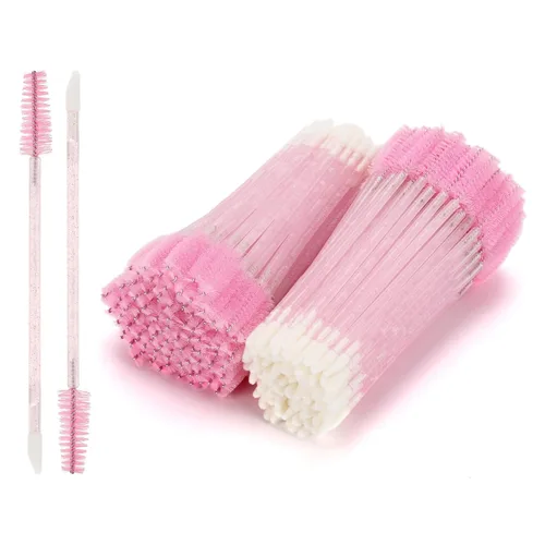 Miniatura 9 de 100 varitas de rímel desechables de doble extremo, cepillo de labios, aplicador de lápiz labial, carretes de cejas para extensiones de pestañas