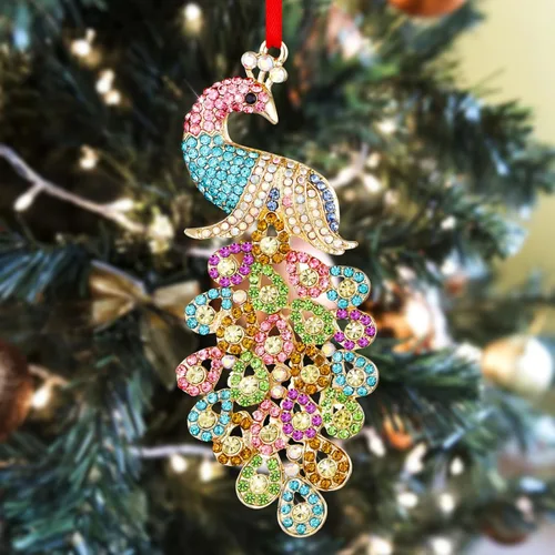 Miniatura 13 de SICOHOME Adornos de Navidad de pavo real, adornos de pavo real verde azulado para colgar en el árbol de Navidad, adornos de Navidad, decoraciones