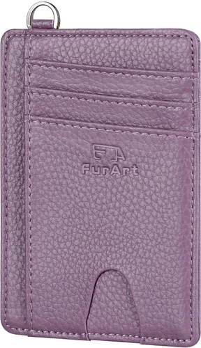 FurArt - Cartera minimalista delgada con bolsillo frontal, bloqueo de identificación de radiofrecuencia (RFID), tarjetero, para hombres y mujeres