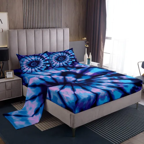 Miniatura 24 de Erosebridal Juego de sábanas 3D de mundo submarino con diseño de peces de playa, azul mar, tamaño individual, sábana bajera ajustable con diseño