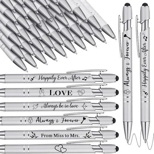 Miniatura 8 de Kisston 36 piezas de plumas de boda a granel, plumas para despedida de soltera, recuerdos de despedida de soltera, 6 estilos de plumas retráctiles