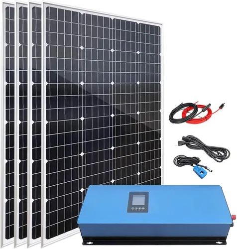 Kit de sistema solar para el hogar de 480 W con 4 paneles solares monocristalinos de 120 W y 1000 W MPPT Solar Grid Tie Power Inverter