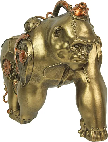 Zeckos Impresionante escultura de gorila steampunk con acabado de bronce de resina de 11 pulgadas: una estatua de arte única para decoración del
