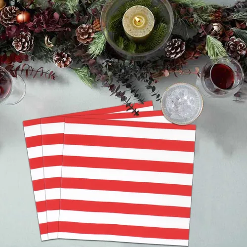Miniatura 7 de Servilletas desechables de papel para fiestas, 60 unidades Rojo con rayas